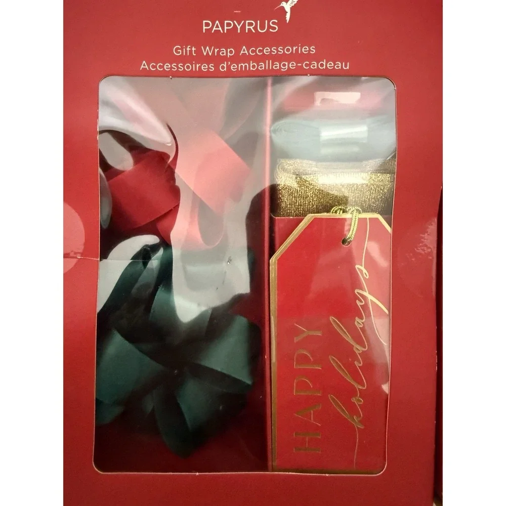 5 Boxes‎ Christmas Gift Wrapping Accessories Tags Ribbons Bows Papyrus Red Green